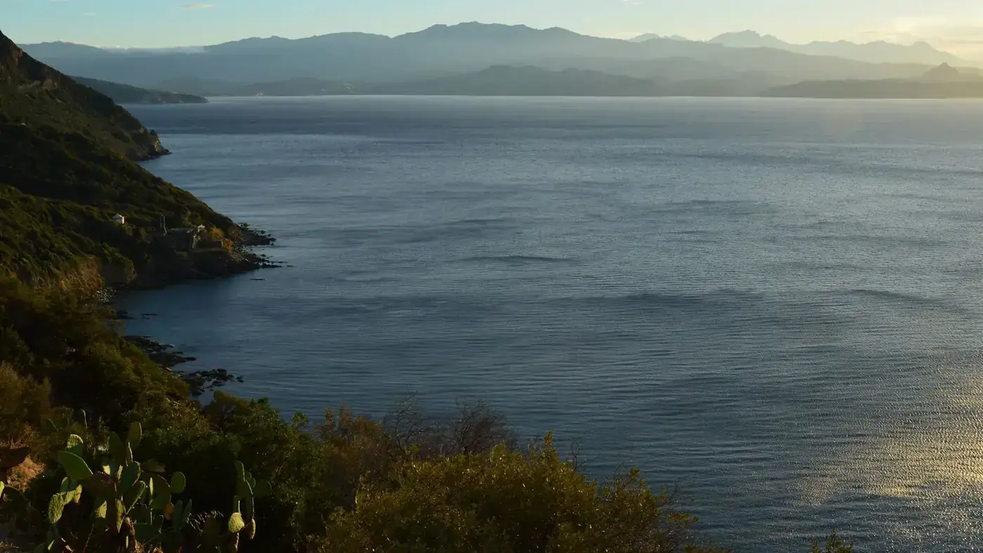Beautiful view of the Mediterranean coastline near Nonza, Corsica.