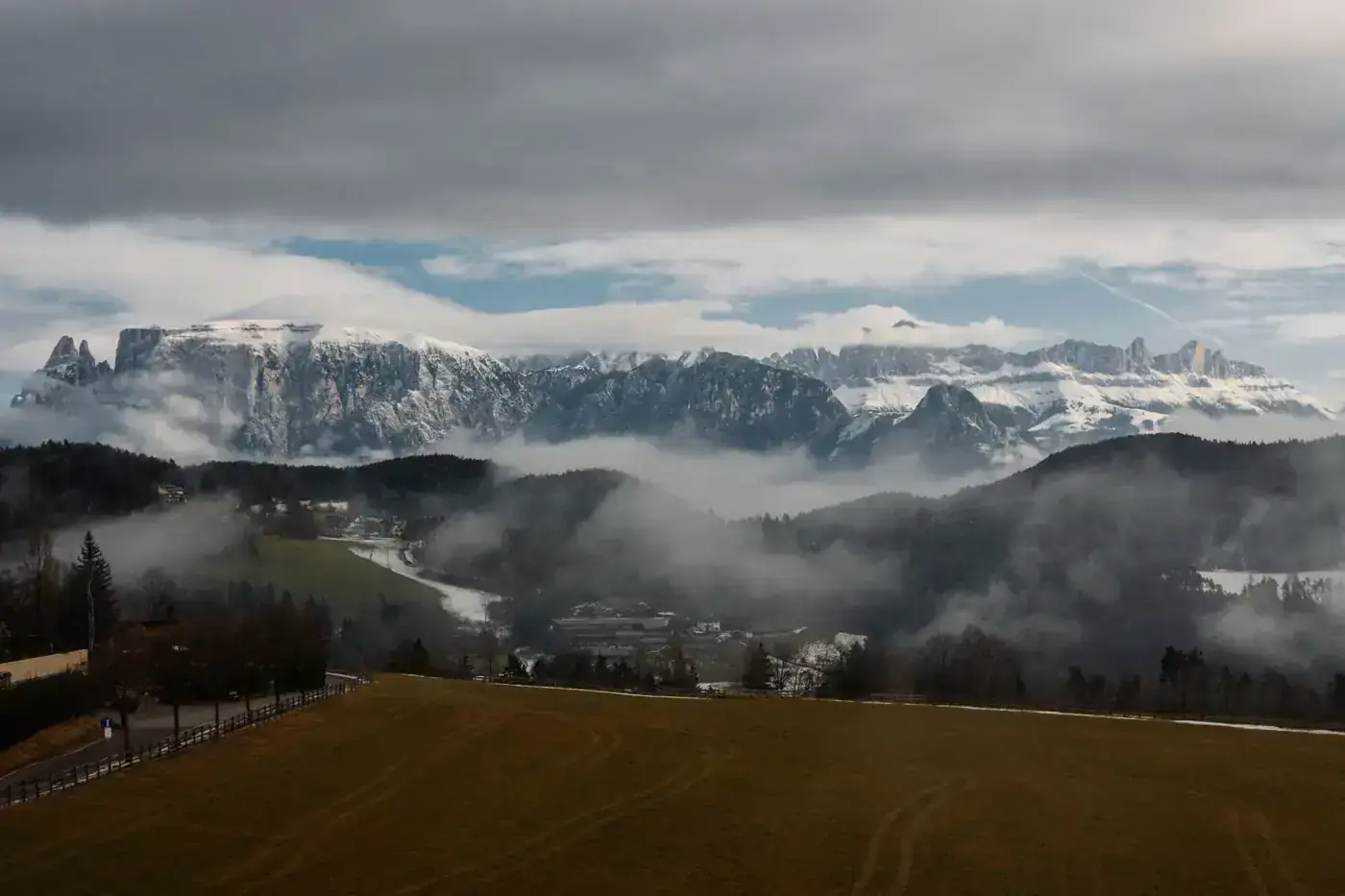 A breathtaking winter landscape of the Dolomites in Corvara, Italy.