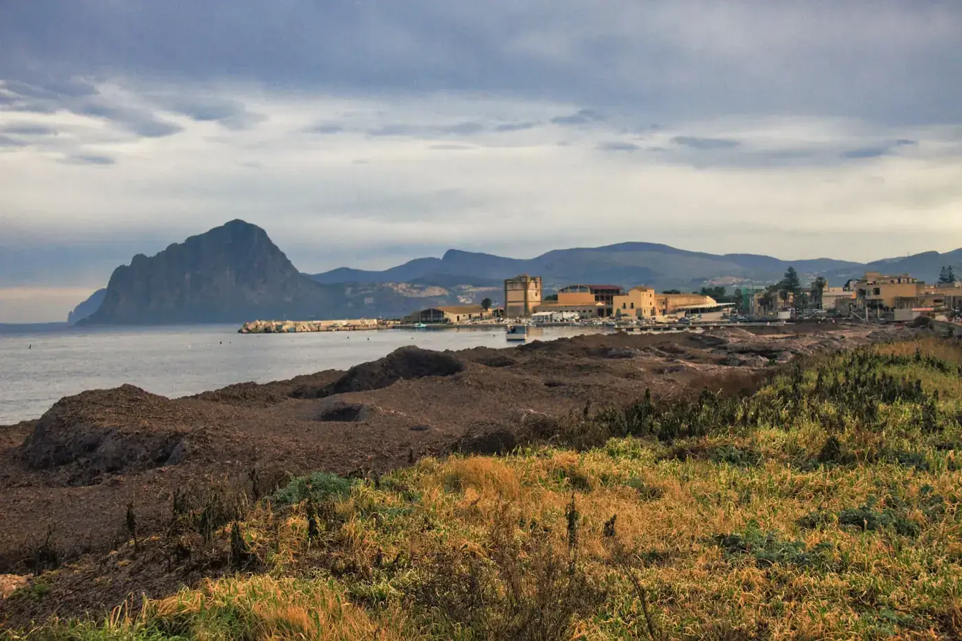 Picturesque landscape of Monte Cofano and coastline in Sicily, Italy.