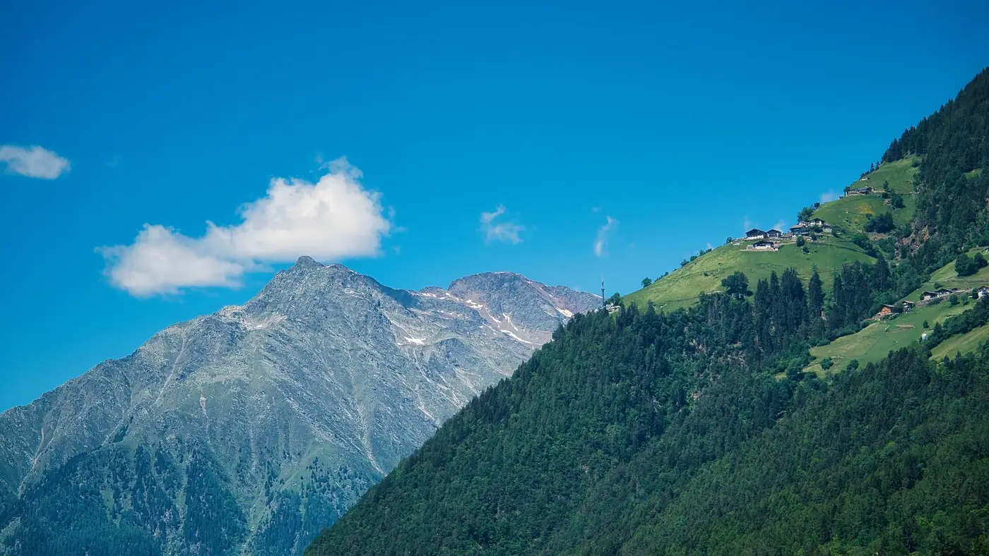 Beautiful mountain landscape with Alpine village in Trentino-Südtirol, Italy.