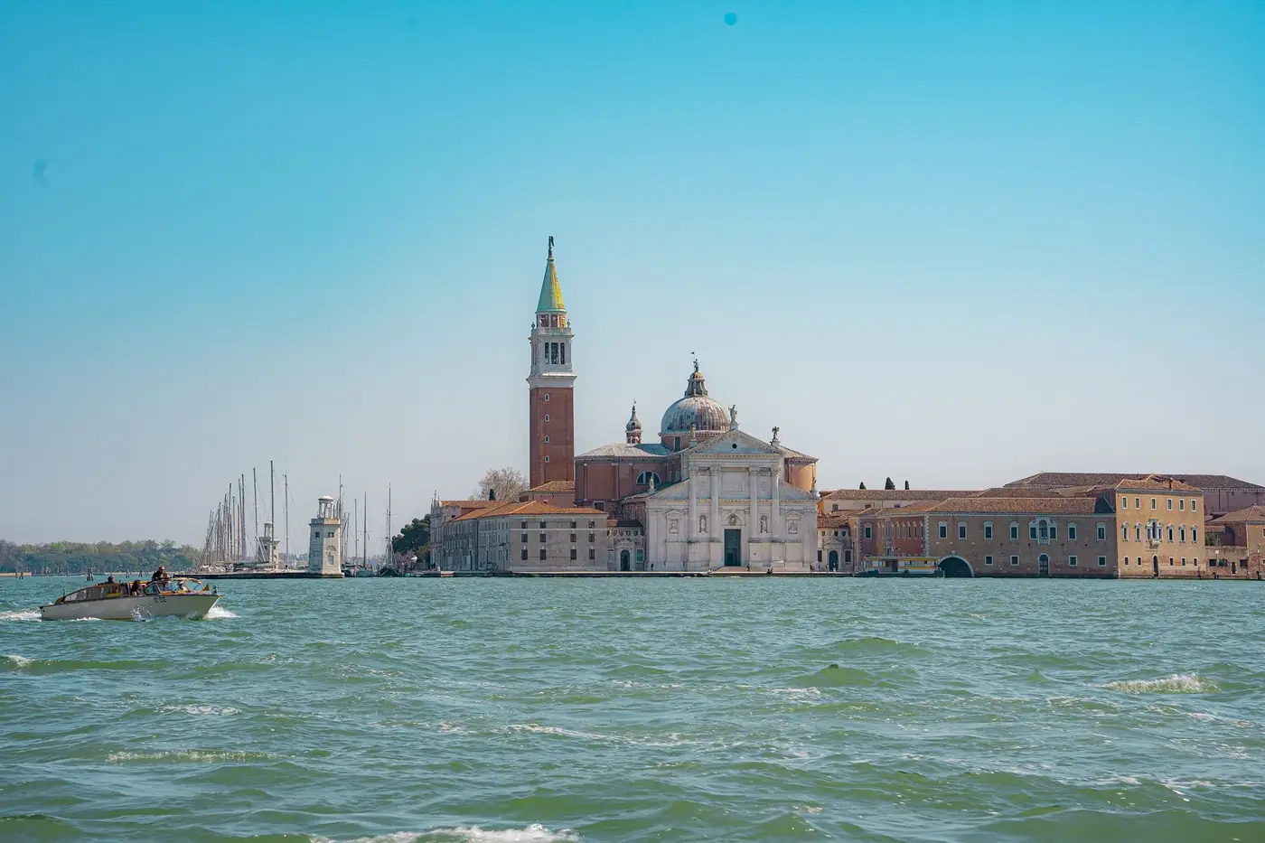 A breathtaking view of San Giorgio Maggiore Island and church in Venice, Italy.